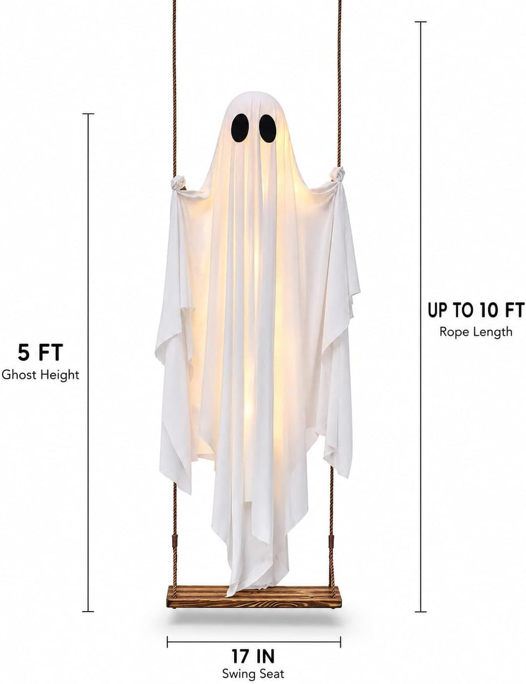 Light-Up Swinging Ghost Halloween Decoration