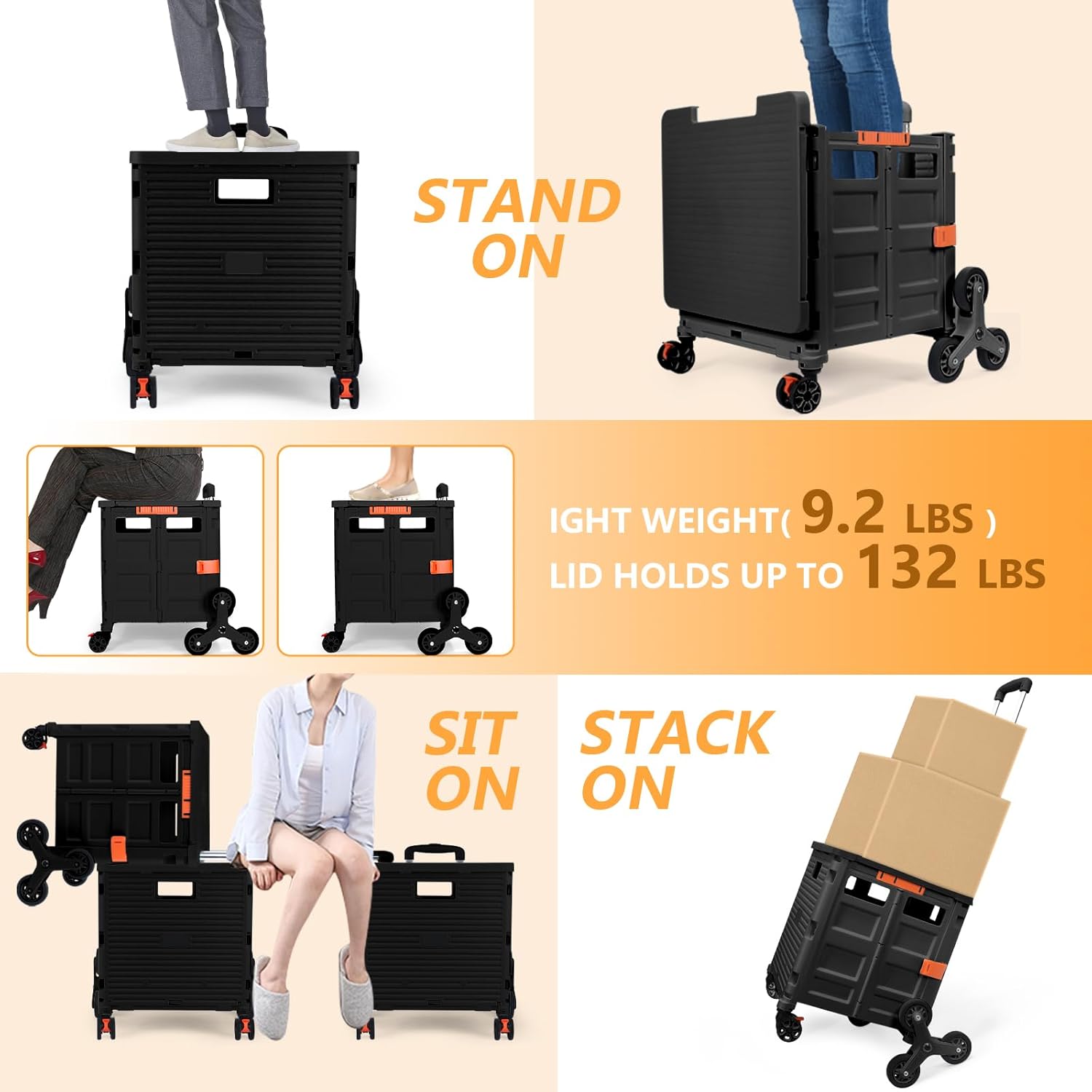 Collapsible Stair-Climbing Utility Cart