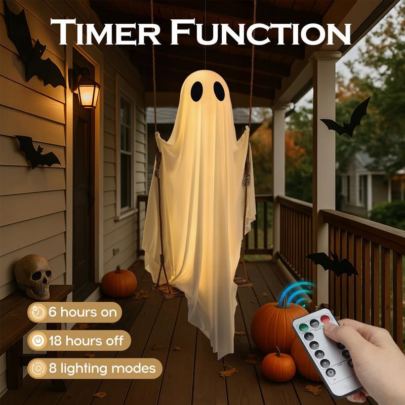 Light-Up Swinging Ghost Halloween Decoration